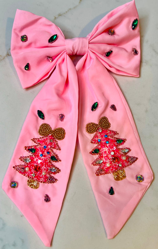 Pink Hair-bow + beaded detail