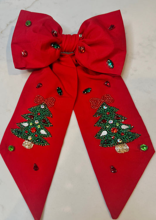 Red Hairbow + Beaded Detail