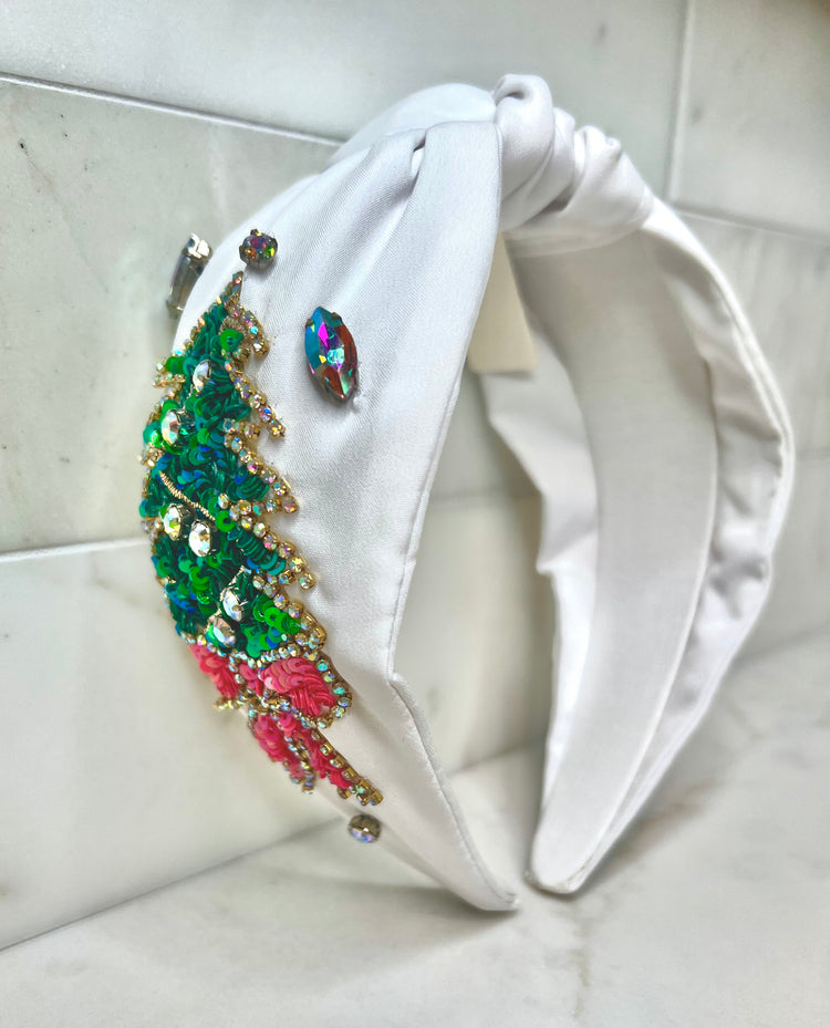 White + Christmas Tree Headband