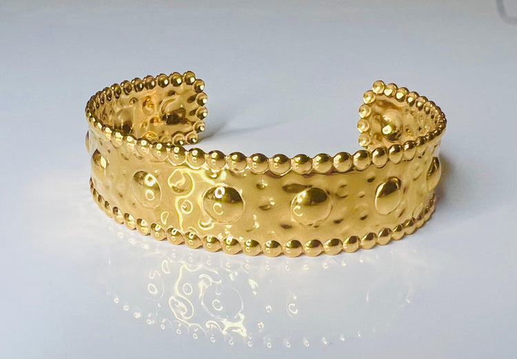 Damon Beaded Edge Gold Cuff