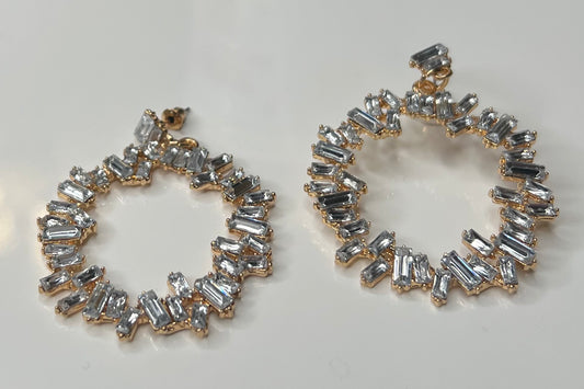 Arden Gold Plated + Grey Rhinestone Earring