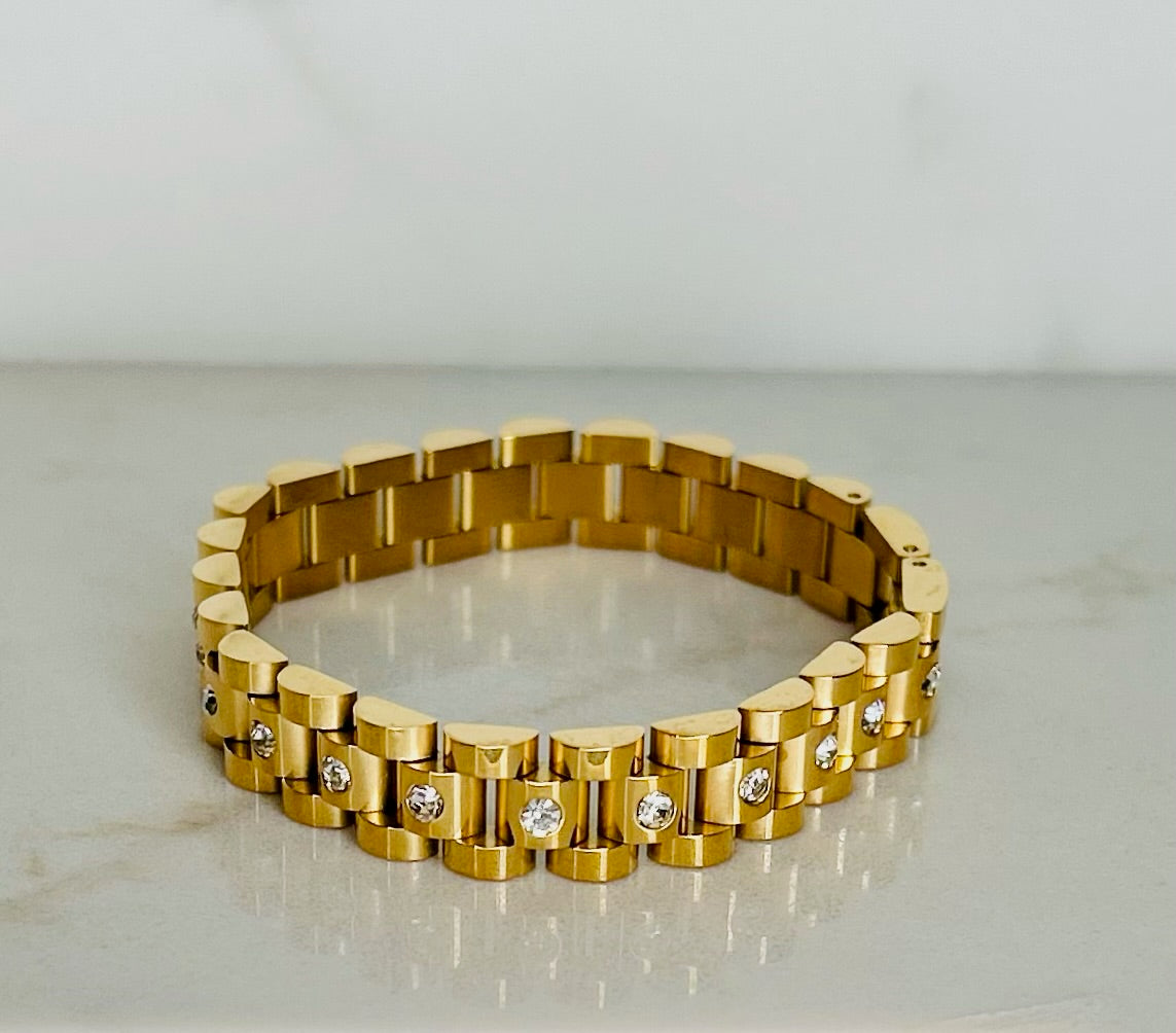 Classic Gold + Crystal Watch Band