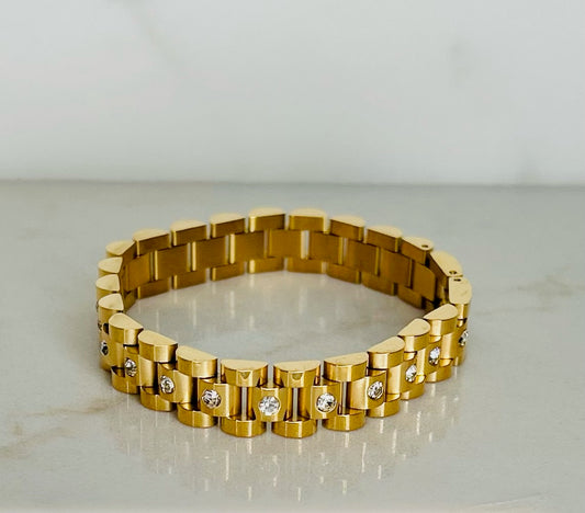 Classic Gold + Crystal Watch Band