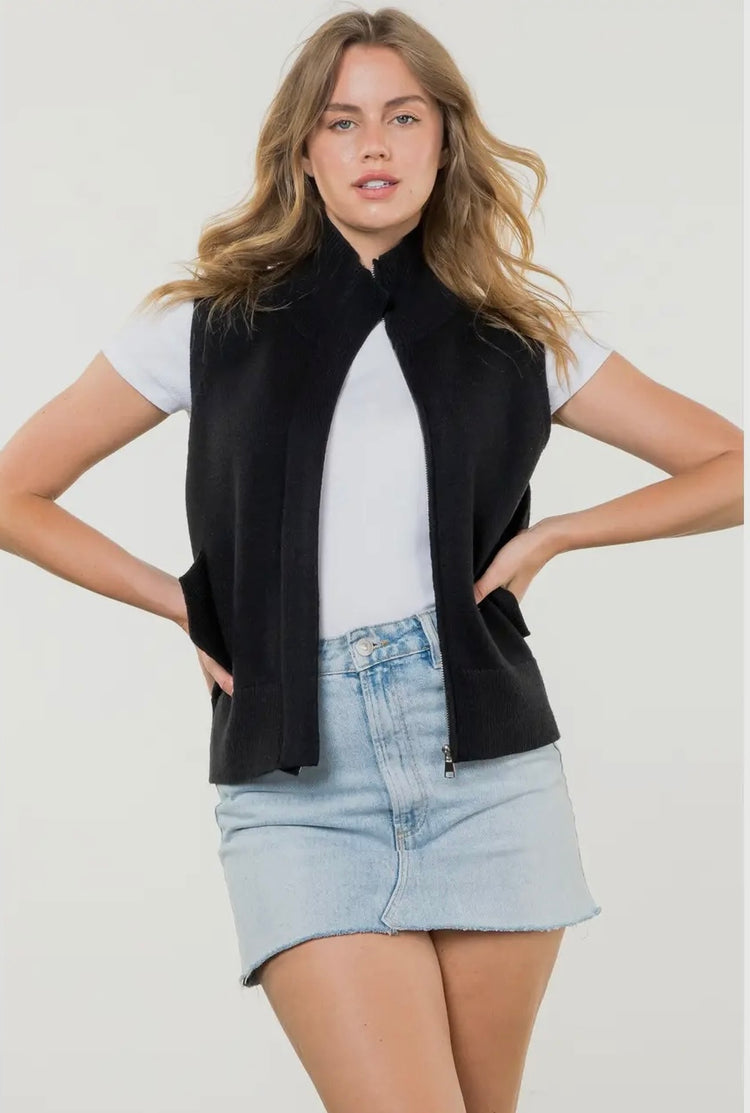 Viv Sleeveless Vest - Black