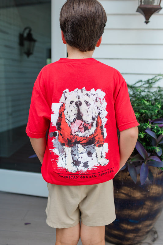Here come the BOOM bulldog comfort tee/ Red