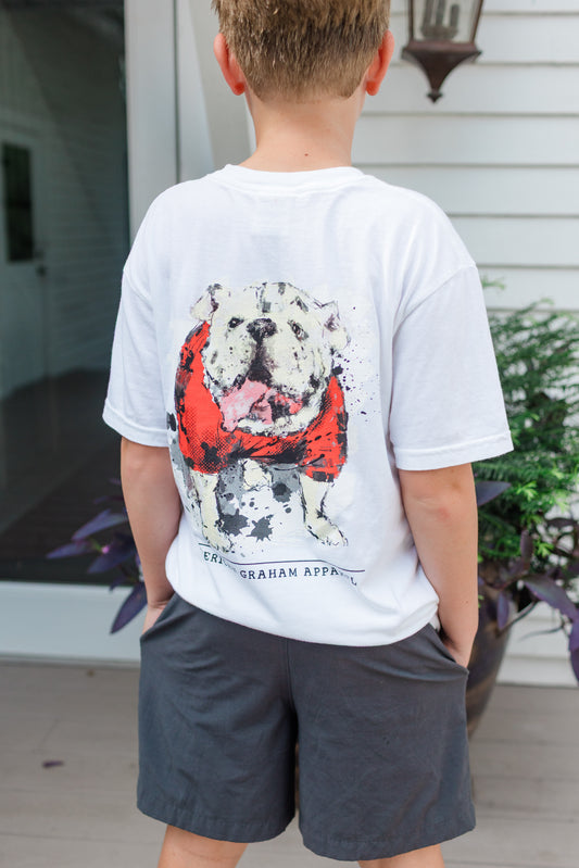 Here come the BOOM bulldog comfort tee/ White