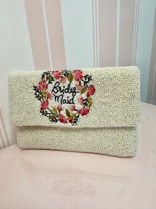 Off-White Beaded 'Brides Maid' Clutch