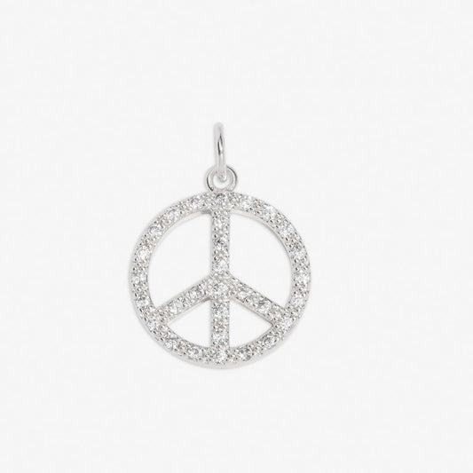 Peace' Medium Charm In Silver Plating
