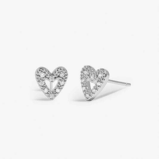 Mini Charms Pavé Offset Heart Earrings