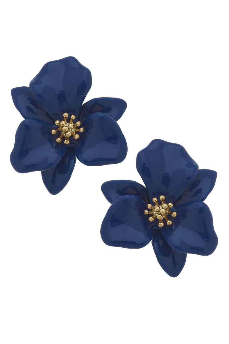 Valentina Enamel Flower Statement Earrings: Red