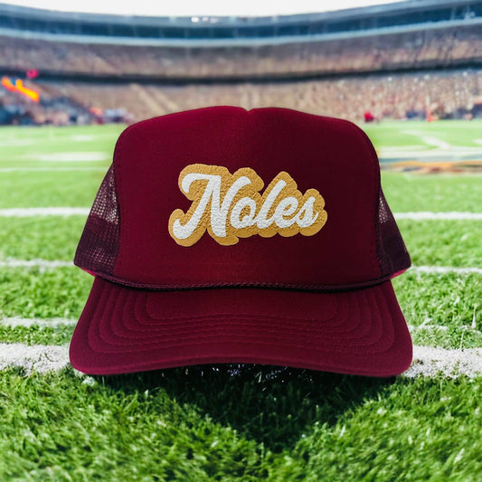 Noles (Double Puff Script) - Maroon Trucker