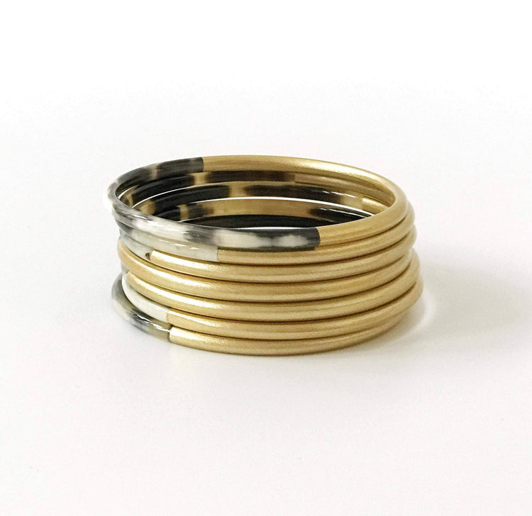 Shiny Gold Horn Bangle Set