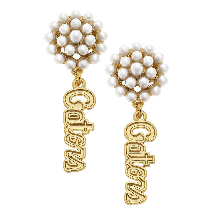 Florida Gators Pearl Cluster 24K Gold Plated Logo Earrings