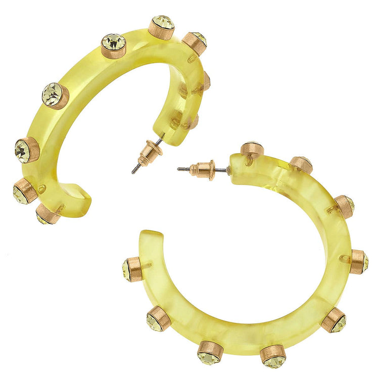 Renee Resin and Rhinestone Hoop Earrings: Orange