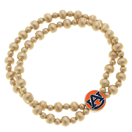 Auburn Tigers 2-Row Ball Bead Stretch Bracelet