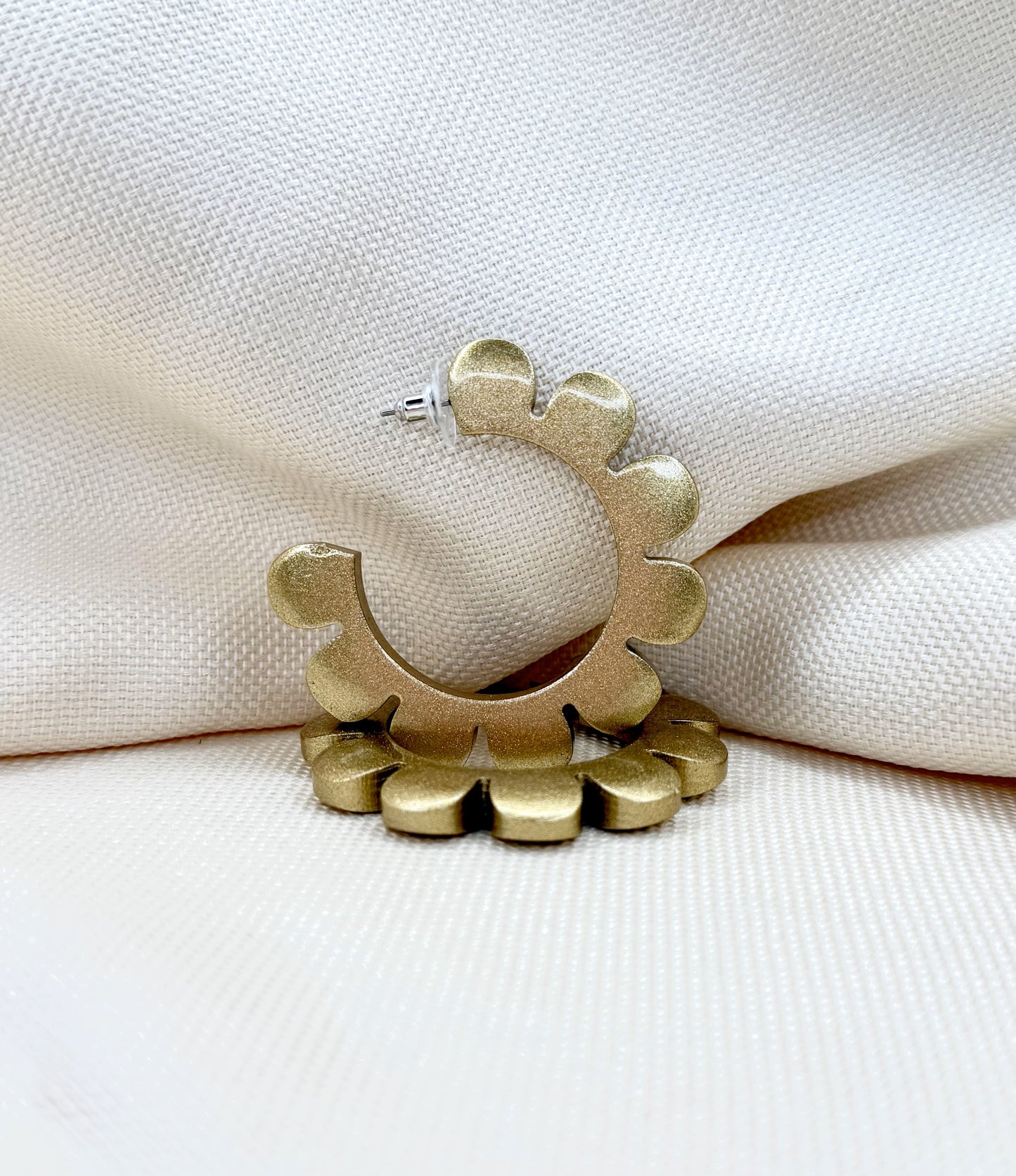 Gold Flower Outline Hoops