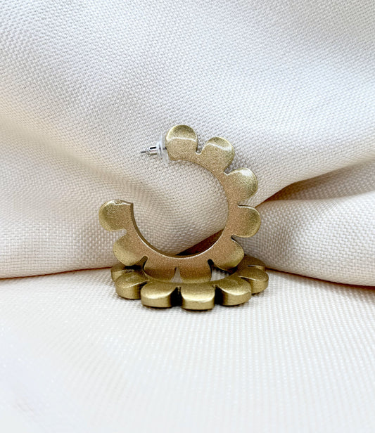 Gold Flower Outline Hoops