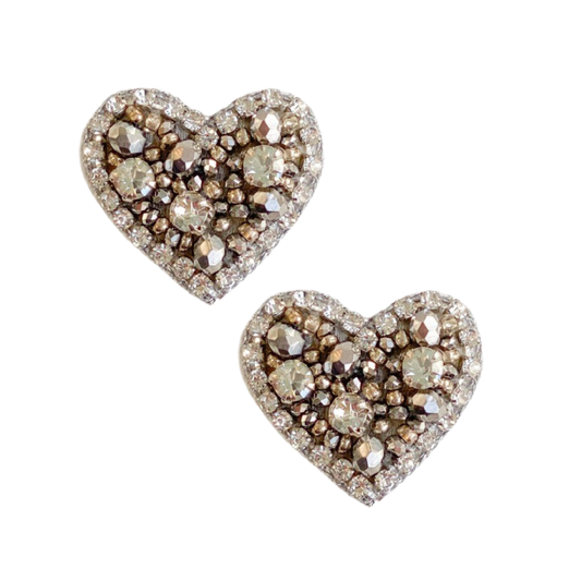 Sweetheart Stud Earrings | Silver